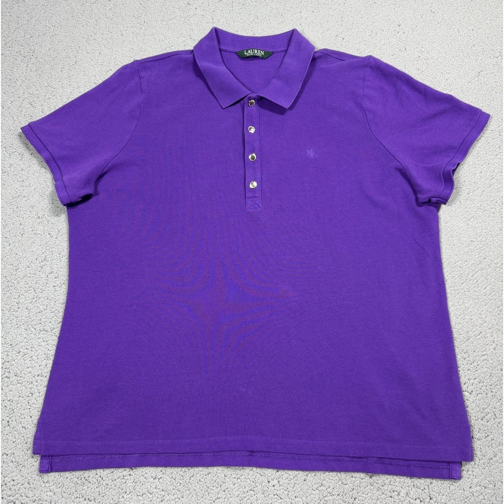 Lauren Ralph Lauren Polo Shirt Womens 2X Purple Short Sleeve RL Logo Cotton